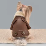 Fur Neck Coat And Jacket For Small Dog Leather Luxury Fall Winter Warm