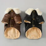 Fur Neck Coat And Jacket For Small Dog Leather Luxury Fall Winter Warm - Image 3