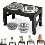 Elevated Dog Feeder Bowls Adjustable Raised Stand with Double Stainless - Image 3