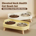Dopamine Colorful Elevated Pet Feeder: Dual Stainless Steel Bowls with Neck Support - Image 2