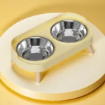 Dopamine Colorful Elevated Pet Feeder: Dual Stainless Steel Bowls with Neck Support