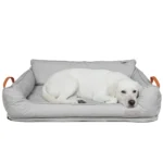 Large Dog Bed Leather Soft Plush Donut Snuggly Warm Cozy - Image 2