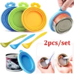2pcs/set Reusable Pet Food Can Cover Silicone Dogs Storage