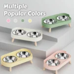 Dopamine Colorful Elevated Pet Feeder: Dual Stainless Steel Bowls with Neck Support - Image 7