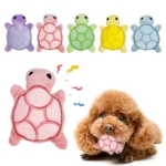 Mini cute turtle dog plush toy, squeaking dog teething sound toy,